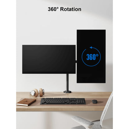 Ergoav Dual Monitor Adjustable Desk Stand - Ideal for 13" to 27" Screens, Holds Up to 17lbs