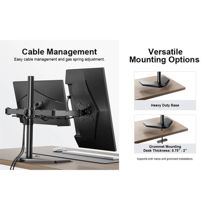 Ergoav Dual Monitor Adjustable Desk Stand - Ideal for 13" to 27" Screens, Holds Up to 22lbs