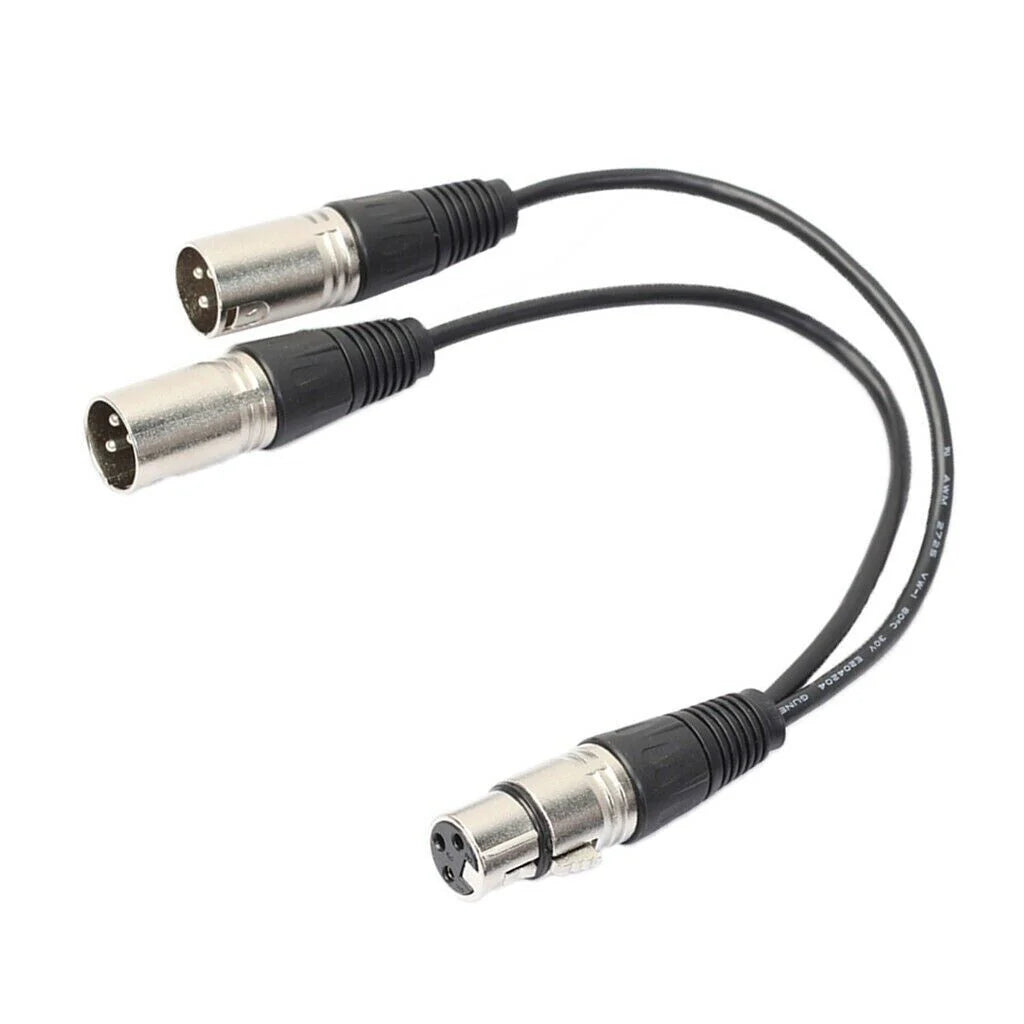 Dual Male Y Splitter Cable Adapter - 3Pin XLR Female to Dual Male for Microphones - USA
