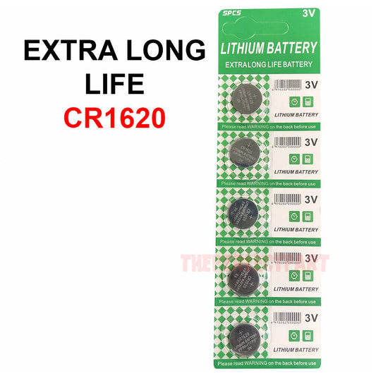 5-Pack CR1620 Lithium 3V Button Cell Batteries - Reliable Power for Watches, Pagers, and More!