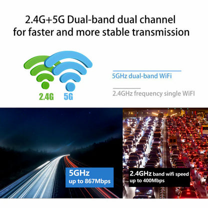 Ultra-Fast 1300Mbps USB 3.0 Dual Band Wireless WiFi Adapter for Desktops & Laptops