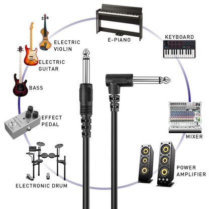 10FT Right Angle Electric Patch Cord - 2 Pack for Premium Guitar Amplifier Sound Quality
